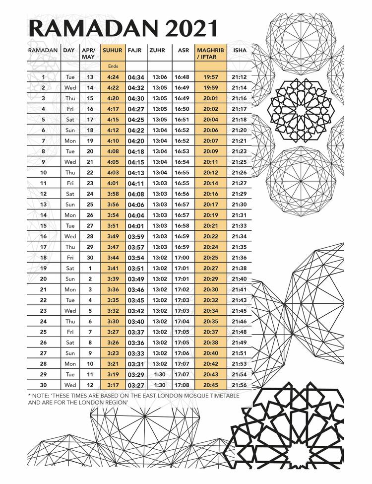 Ramadan - Timetable 1