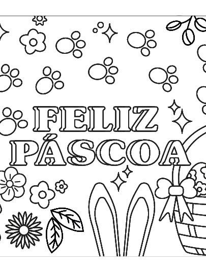 Feliz Páscoa para colorir