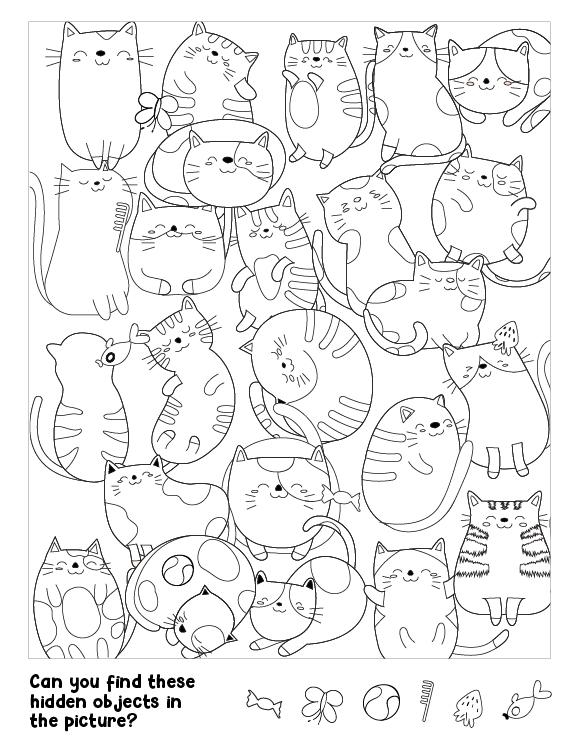 Page de coloriage Objet caché Game-Cats