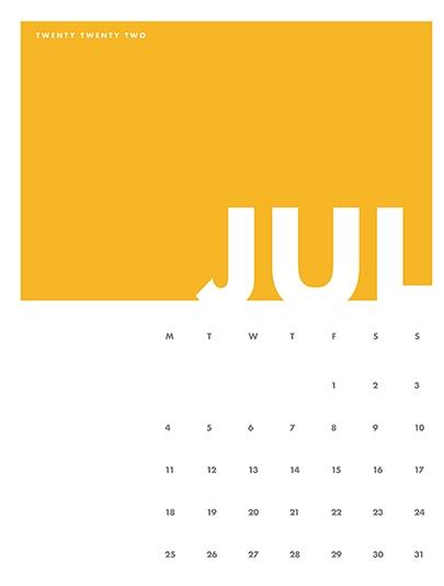 2022 Decorative Calendar - July