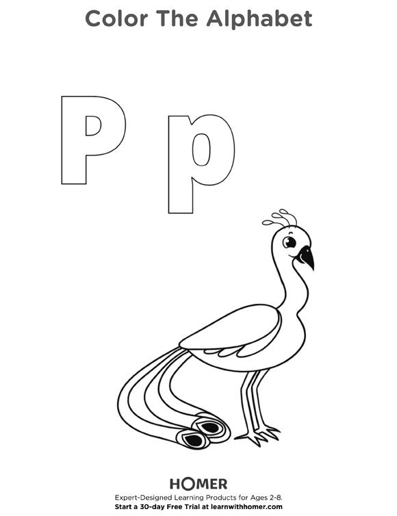 Color & Trace the Letter P