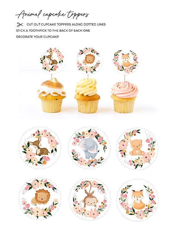Baby animal cupcake toppers