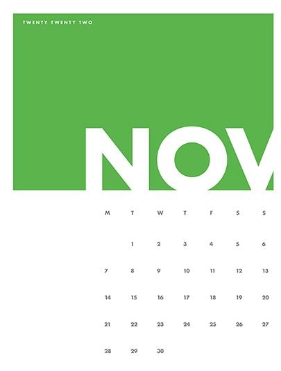2022 Decorative Calendar - November
