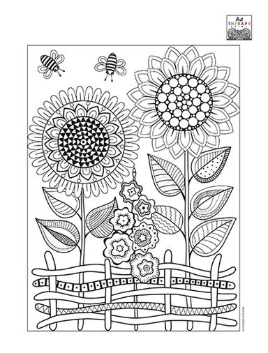 Sunflowers Pattern Coloring Pages Art Therapy