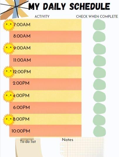 Daily Schedule For Primary School Kids