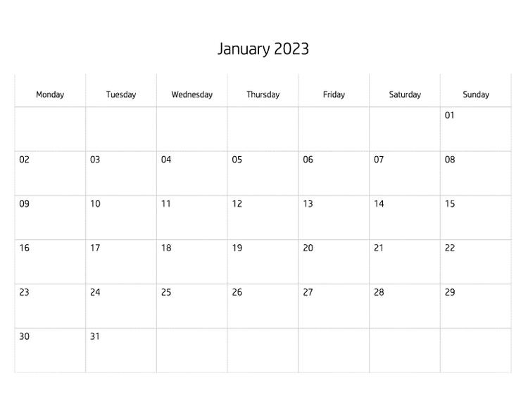 2023 Blank Calendar - 12 months