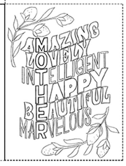Carte à colorier Intelligente Happy Beautiful Mervelous Amazing Lovely