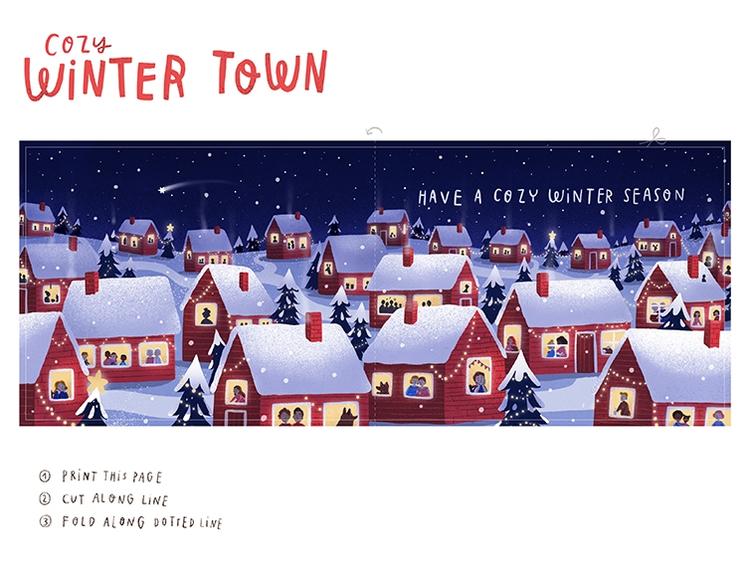Carte Cozy Winter Town