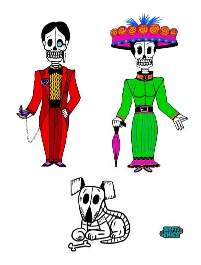 Marionnettes en papier Dia de Los Muertos