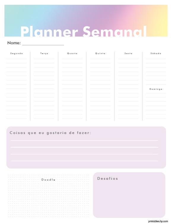 Planejador semanal HP 07