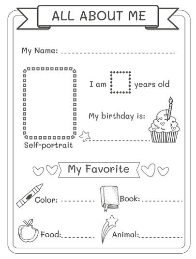 Back to school Coloring -About Me