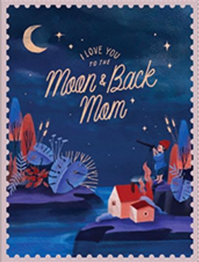 Carte I Love You Ton The Moon and Back Mom
