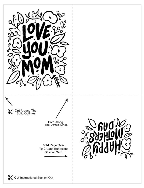 Carte de coloriage Love You Mom