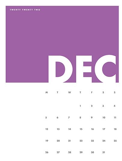 2022 Decorative Calendar - December