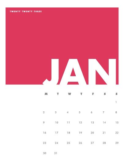 2023 Decorative Calendar 1 (Jan-Dec)