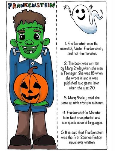 Frankenstein Bookmarks - Ages 4-8 Learning Worksheets School of Fun Series