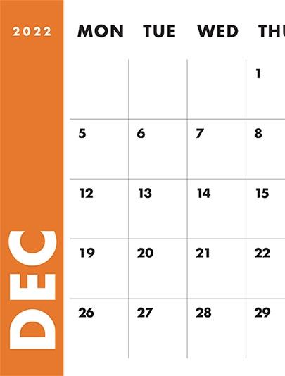 2022 Classic Calendar - December
