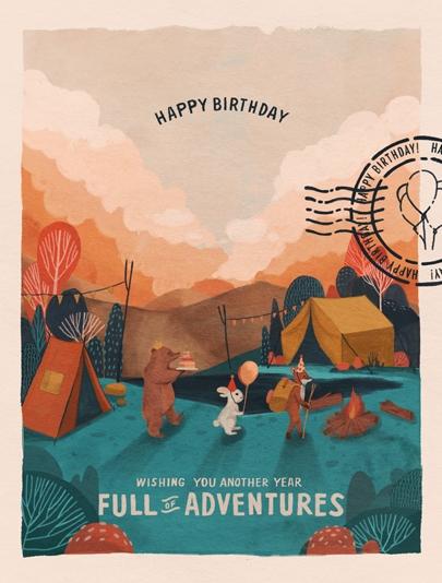 Carte d'anniversaire pleine d'aventures
