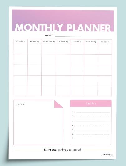 Planificateur mensuel HP 07