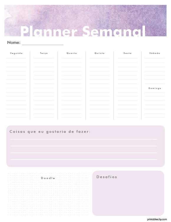 Planejador semanal HP 06