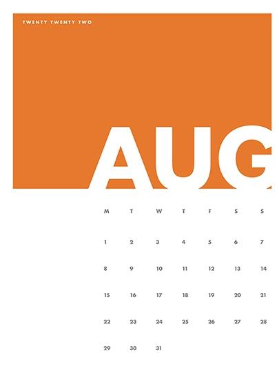2022 Decorative Calendar - August