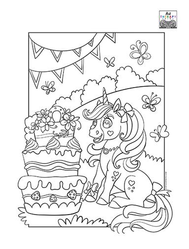 Unicorn Birthday Pattern Coloring Pages Art Therapy