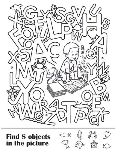 HP Kids Hidden Object Game Coloring Page- Alphabets