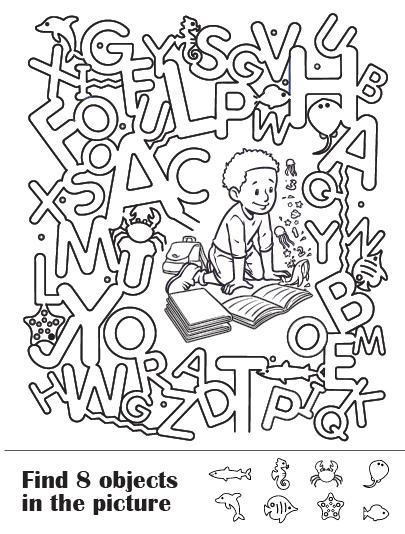 Alphabet Hidden Object Game Coloring Page