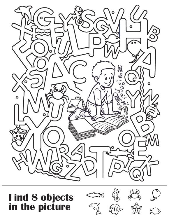 Alphabet Hidden Object Game Coloring Page