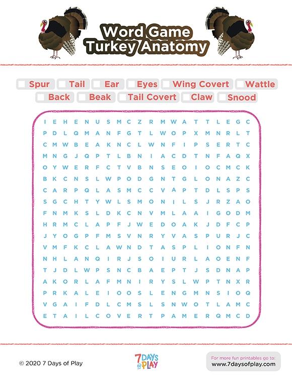 Turkey Word Search - Ages 9-12