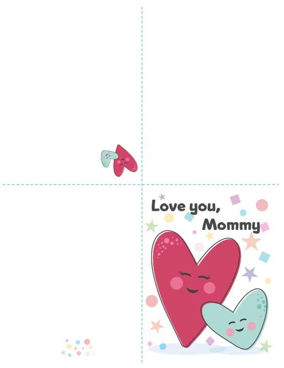 Carte HP pour la fête des mères avec enveloppe - Love you, Mommy