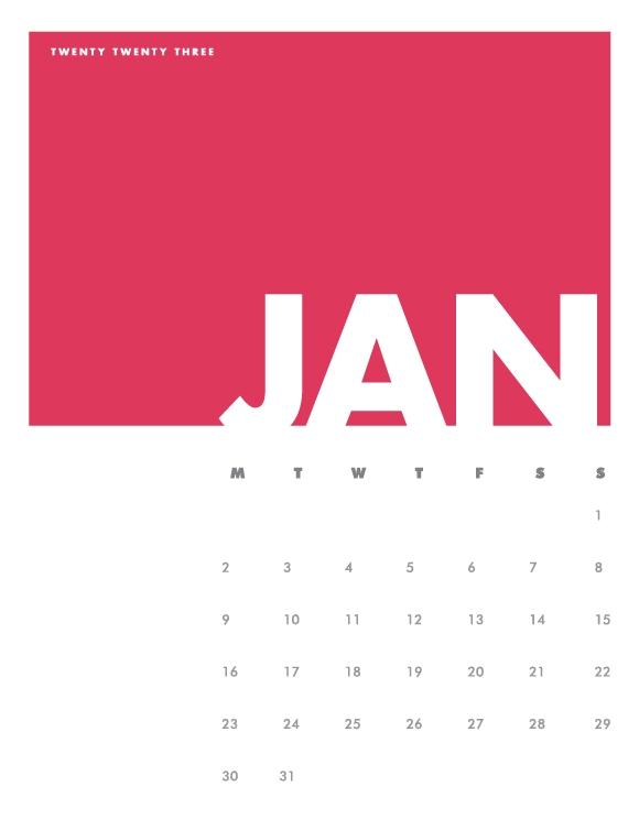 2023 Decorative Calendar 1 (Jan-Dec)