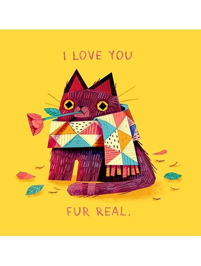 I Love You Fur Real Card