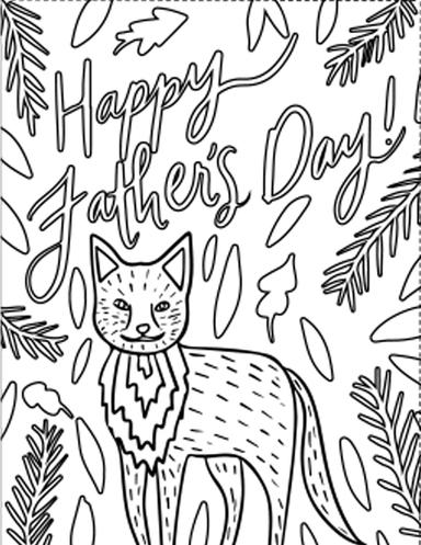 Father's Day Fox Coloring Card Father's Day Series