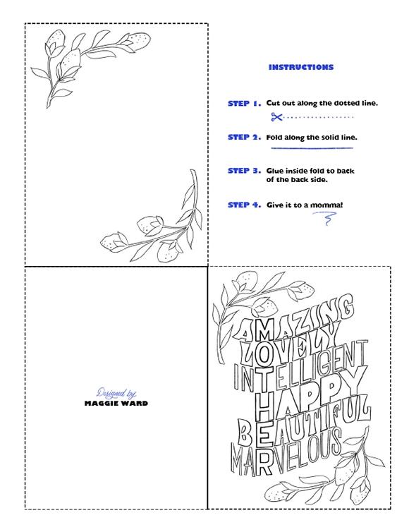 Amazing Lovely Intelligent Happy Beautiful Marvelous Coloring Card