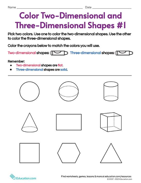 Color Two-Dimensional and Three-Dimensional Shapes
