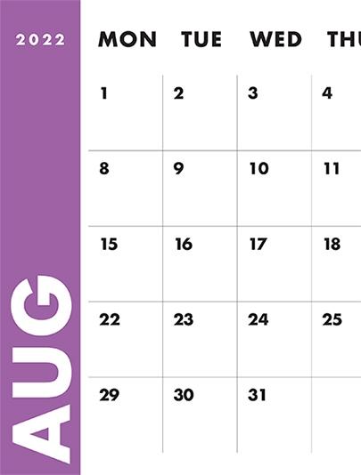 2022 Classic Calendar - August