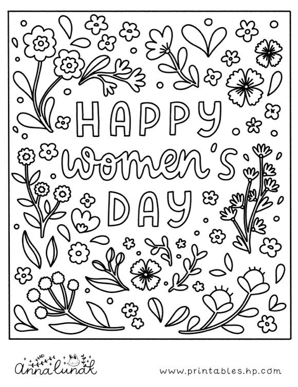 Page de coloriage de la Journée de la femme