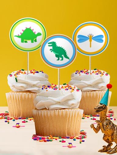 HP Dino Cupcake Toppers