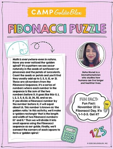 Fibonacci Puzzle Learning Worksheet Goldieblox