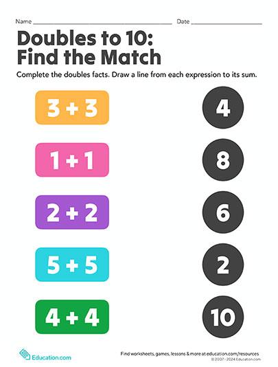Doubles to 10: Find the Match