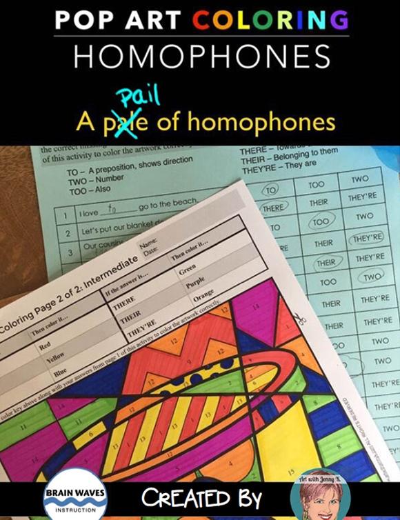 Homophones Coloring Sheets - Fun Summer Activity