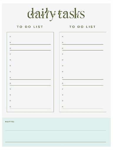 Daily Planner 5 Productivity Worksheets