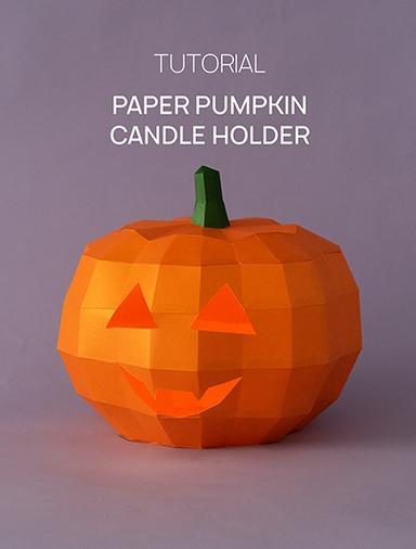 Paper Pumpkin Candle Holder Crafts Halloween Series