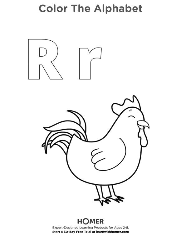 Color & Trace the Letter R