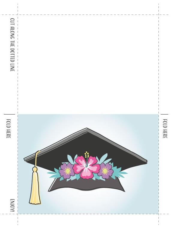 Carte de graduation HP - Capuchon en carton mortier avec fleurs