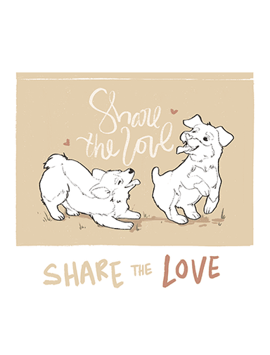 Share the Love Card- Tan color-in Valentine's Day Series