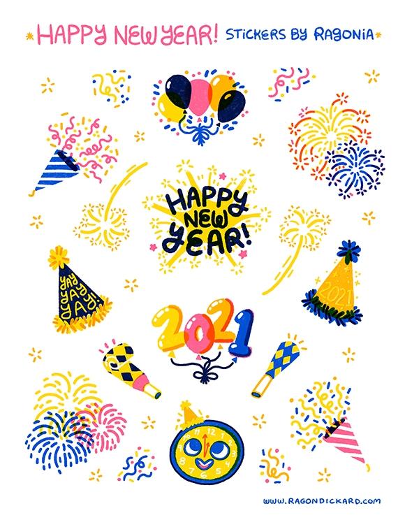New Years Stickers
