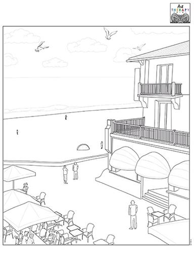 Coastal Restaurant Coloring pages Art Therapy