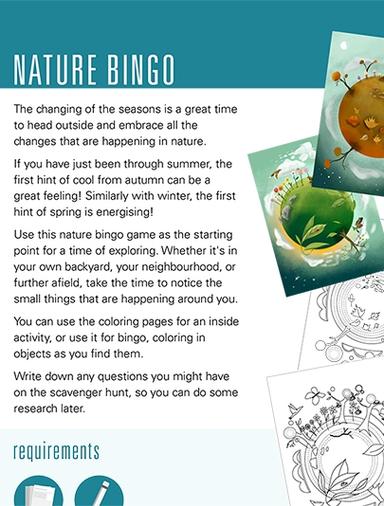 Nature Bingo Ages 4-8 Learning Worksheets School of Fun Series